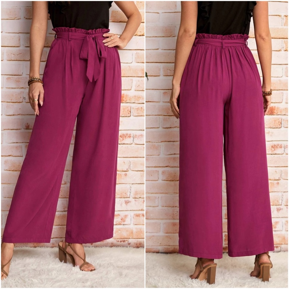 Magenta Wide Leg Palazzo Pants - Picture 2 of 4